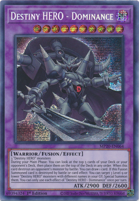 Destiny Hero - Dominance [MP20-EN064] Prismatic Secret Rare | Deep Dive Games St. Marys