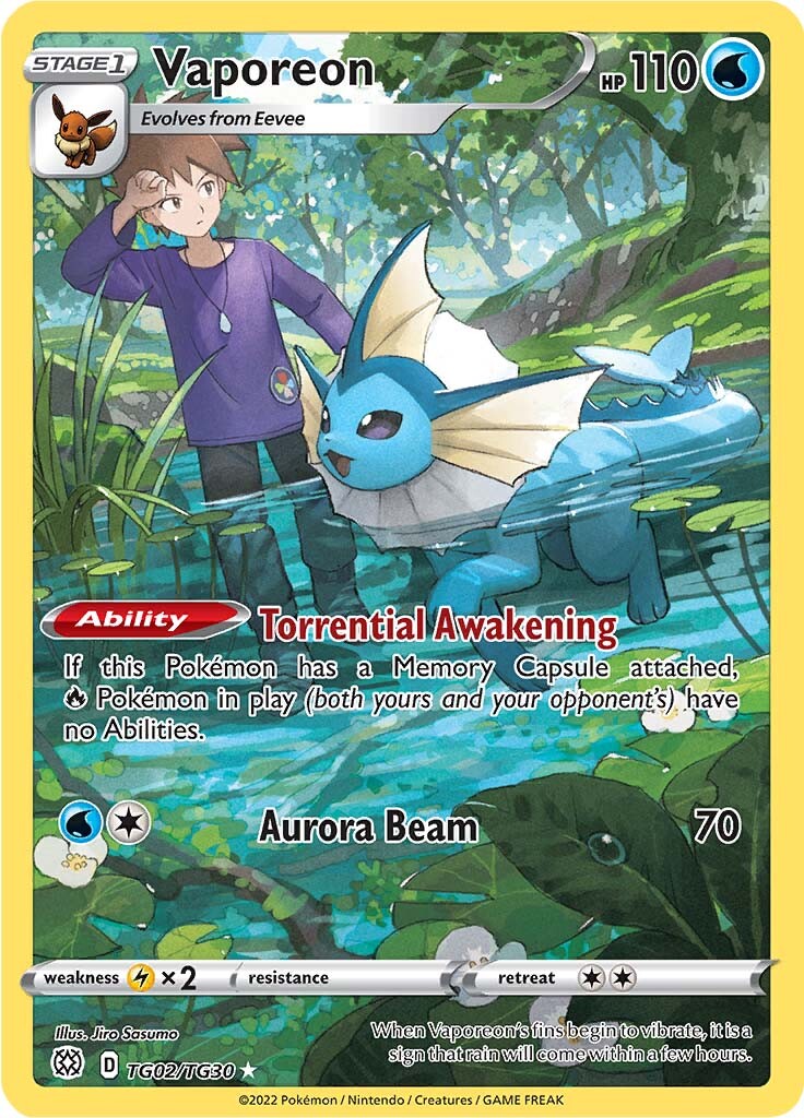 Vaporeon (TG02/TG30) [Sword & Shield: Brilliant Stars] | Deep Dive Games St. Marys