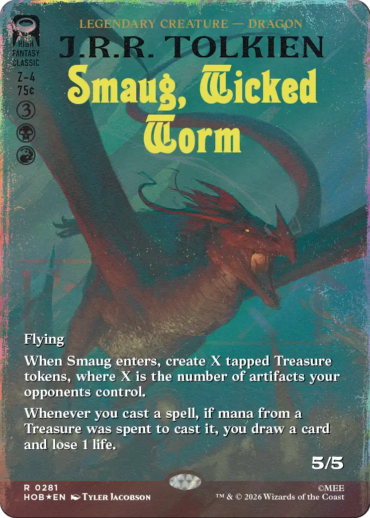 Smaug, Wicked Worm (Borderless) (Surge Foil) [The Hobbit] | Deep Dive Games St. Marys