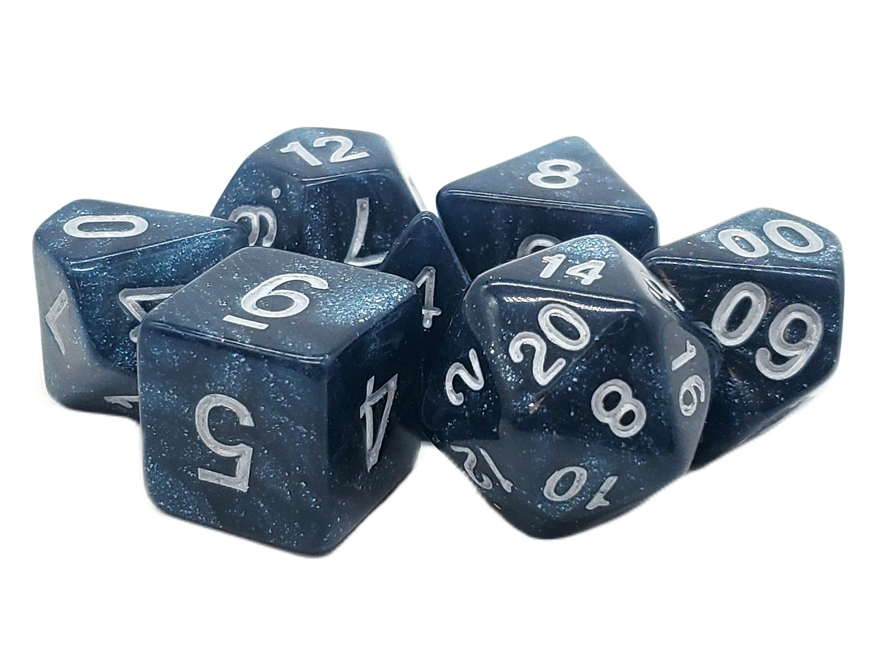 Old School 7 Piece DnD RPG Dice Set: Galaxy - Dead of Night | Deep Dive Games St. Marys