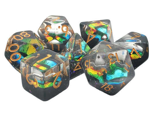 Old School 7 Piece DnD RPG Dice Set: Infused - Dragon Eye - Temporal | Deep Dive Games St. Marys