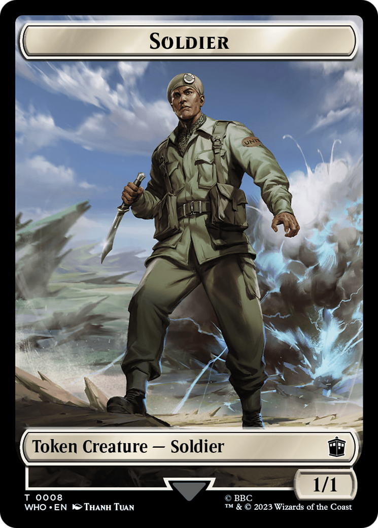 Soldier // Dinosaur Double-Sided Token [Doctor Who Tokens] | Deep Dive Games St. Marys