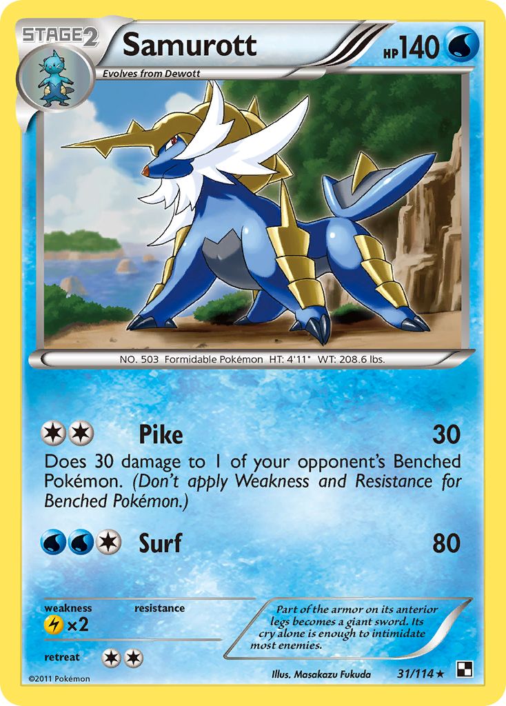 Samurott (31/114) [Black & White: Base Set] | Deep Dive Games St. Marys