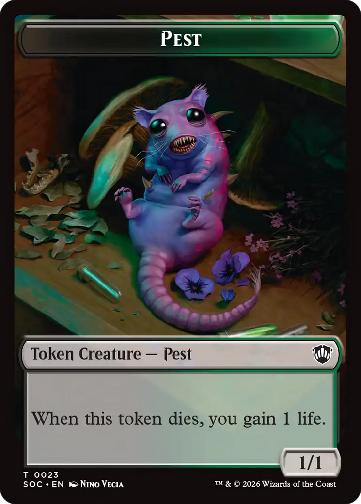 Saproling // Pest (0023) Double-Sided Token [Secrets of Strixhaven Commander Tokens] | Deep Dive Games St. Marys