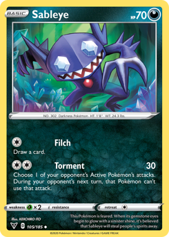 Sableye (105/185) [Sword & Shield: Vivid Voltage] | Deep Dive Games St. Marys