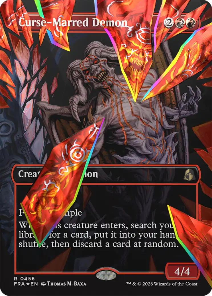 Curse-Marred Demon (Borderless) (Facet Foil) [Reality Fracture] | Deep Dive Games St. Marys