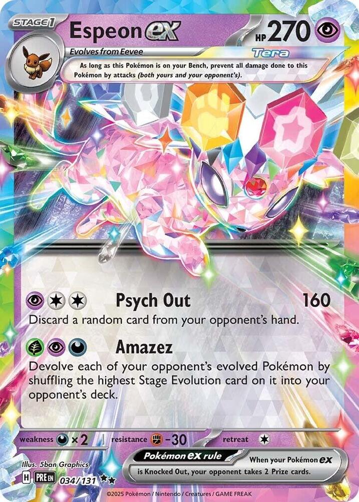 Espeon ex (034/131) [Scarlet & Violet: Prismatic Evolutions] | Deep Dive Games St. Marys