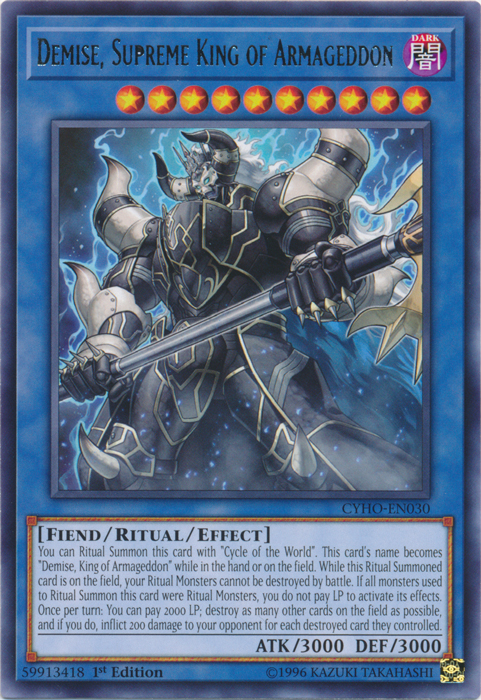 Demise, Supreme King of Armageddon [CYHO-EN030] Rare | Deep Dive Games St. Marys