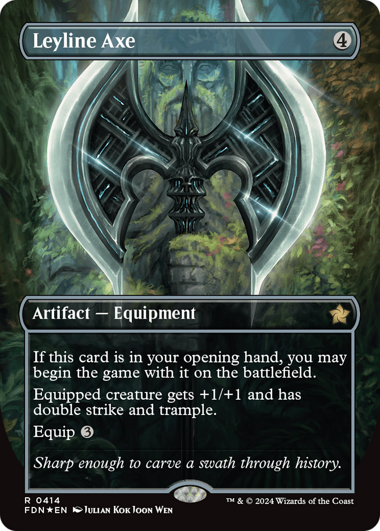 Leyline Axe (Borderless) (Mana Foil) [Foundations] | Deep Dive Games St. Marys