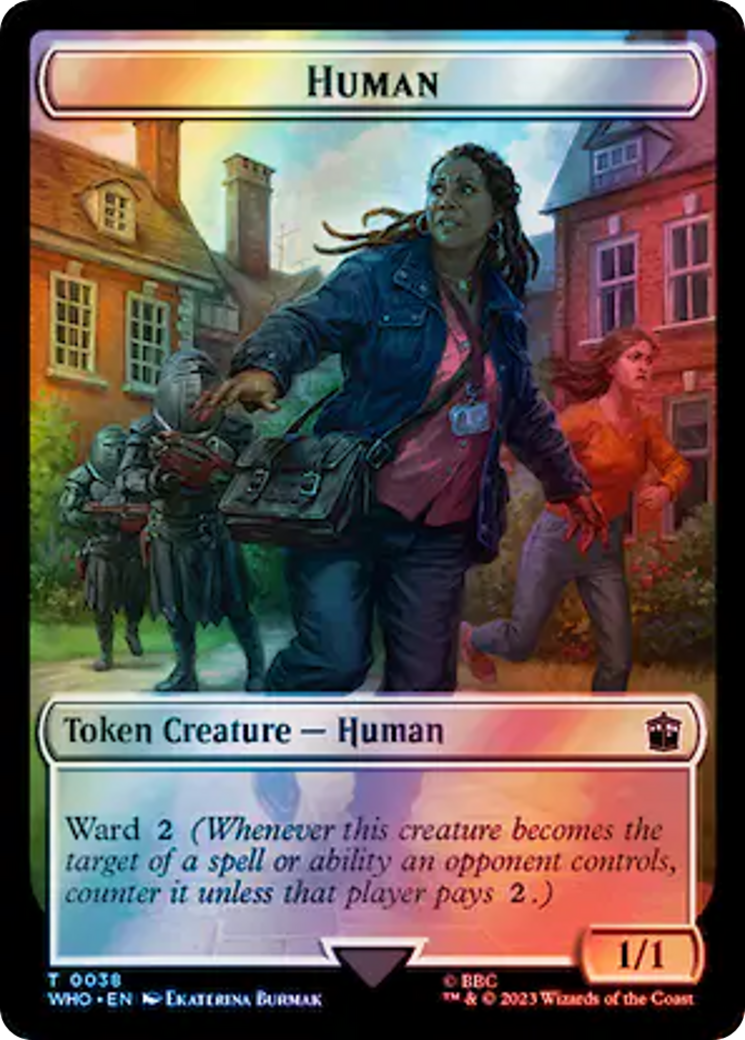 Human (0038) // Clue (0055) Double-Sided Token (Surge Foil) [Doctor Who Tokens] | Deep Dive Games St. Marys