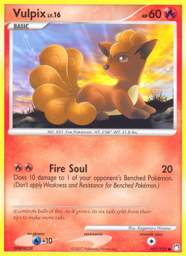 Vulpix (107/123) [Diamond & Pearl: Mysterious Treasures] | Deep Dive Games St. Marys