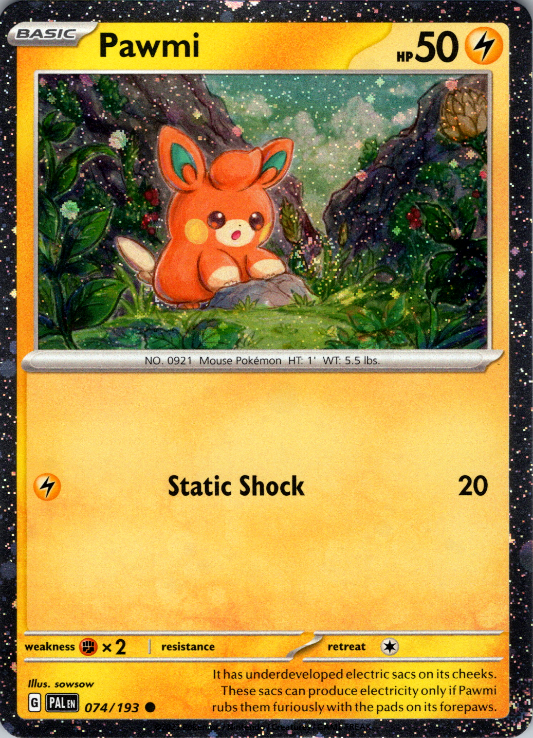 Pawmi (074/193) (Cosmo Foil) [Scarlet & Violet: Paldea Evolved] | Deep Dive Games St. Marys