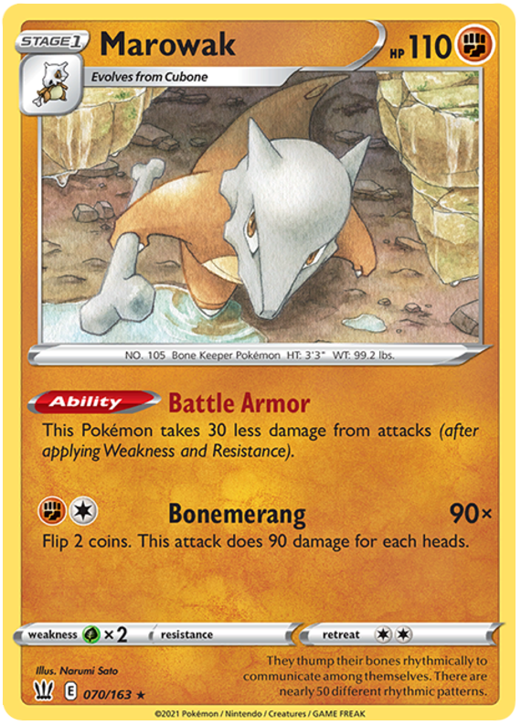 Marowak (070/163) [Sword & Shield: Battle Styles] | Deep Dive Games St. Marys
