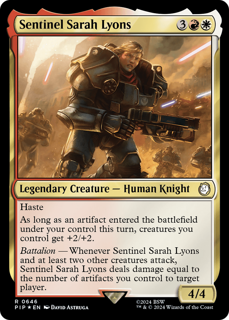 Sentinel Sarah Lyons (Surge Foil) [Fallout] | Deep Dive Games St. Marys
