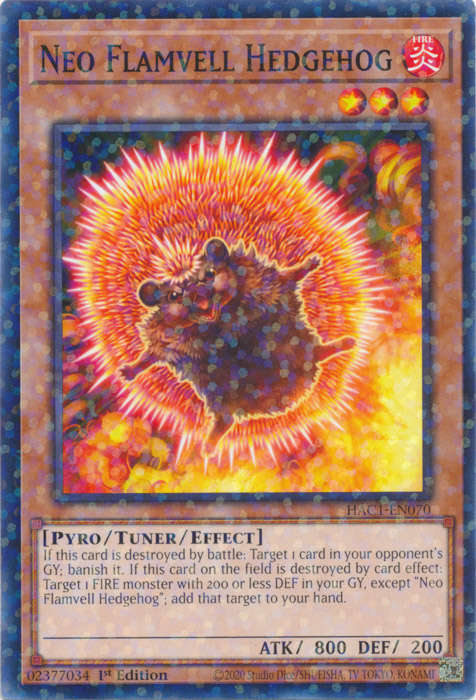 Neo Flamvell Hedgehog (Duel Terminal) [HAC1-EN070] Common | Deep Dive Games St. Marys