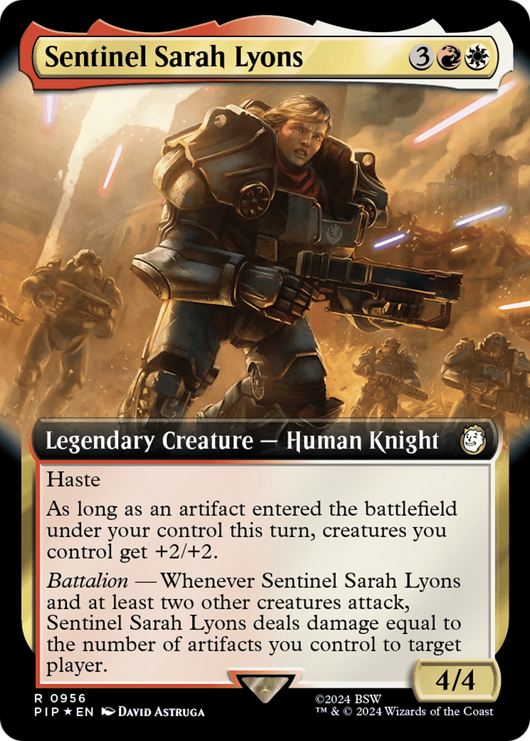 Sentinel Sarah Lyons (Extended Art) (Surge Foil) [Fallout] | Deep Dive Games St. Marys