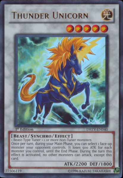 Thunder Unicorn [DREV-EN040] Ultra Rare | Deep Dive Games St. Marys