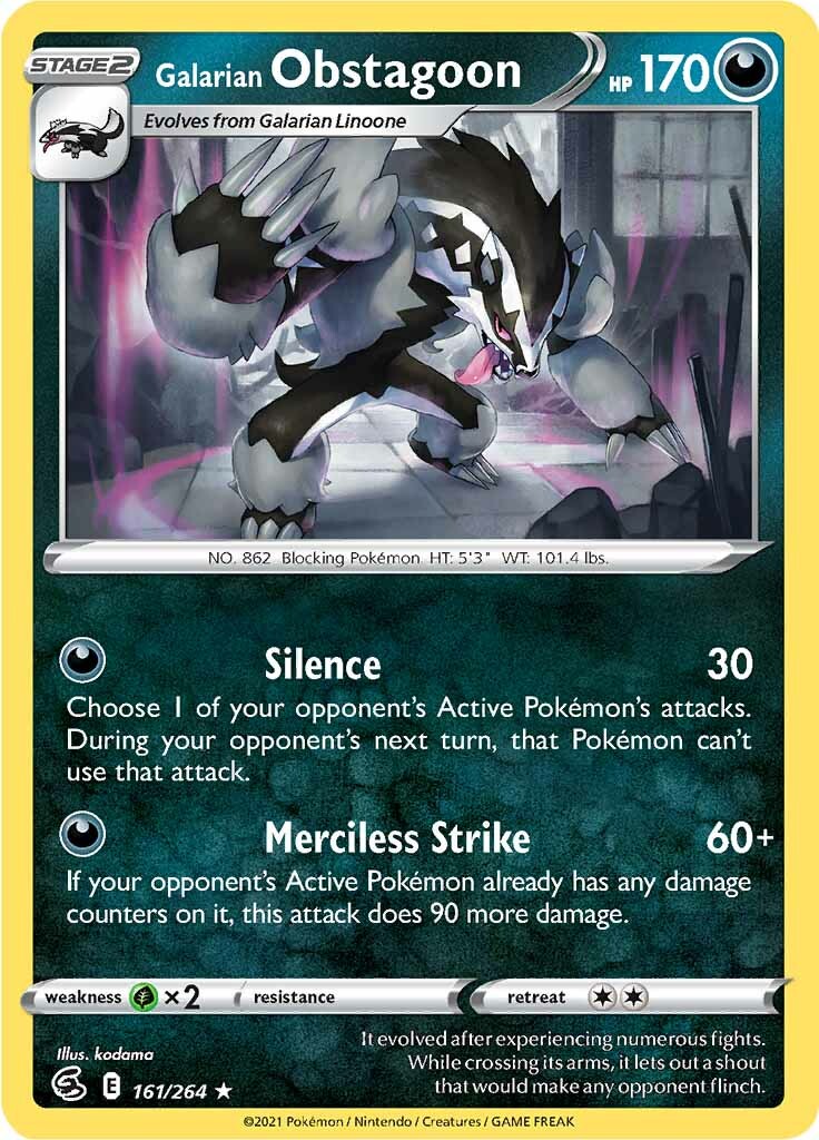 Galarian Obstagoon (161/264) [Sword & Shield: Fusion Strike] | Deep Dive Games St. Marys