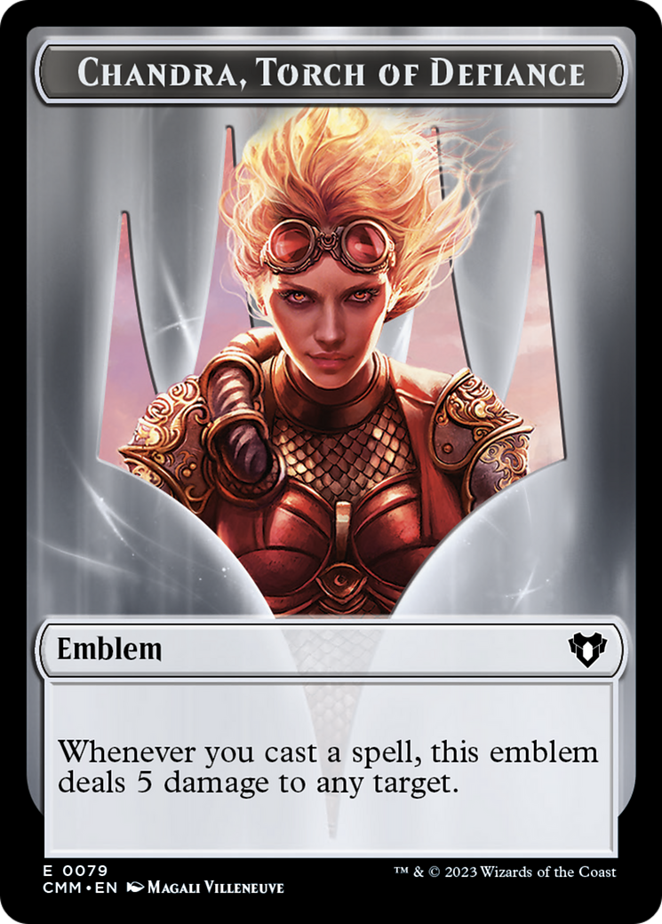 Chandra, Torch of Defiance Emblem // Wizard Double-Sided Token [Commander Masters Tokens] | Deep Dive Games St. Marys