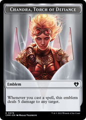 Chandra, Torch of Defiance Emblem // Wizard Double-Sided Token [Commander Masters Tokens] | Deep Dive Games St. Marys