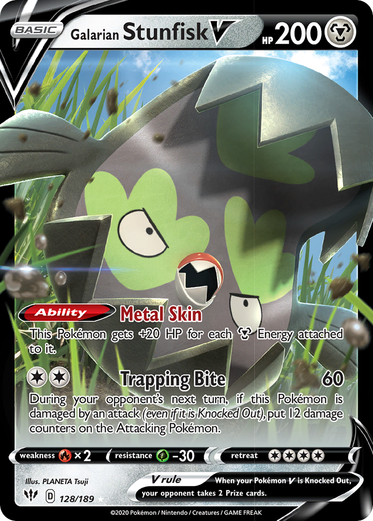 Galarian Stunfisk V (128/189) [Sword & Shield: Darkness Ablaze] | Deep Dive Games St. Marys