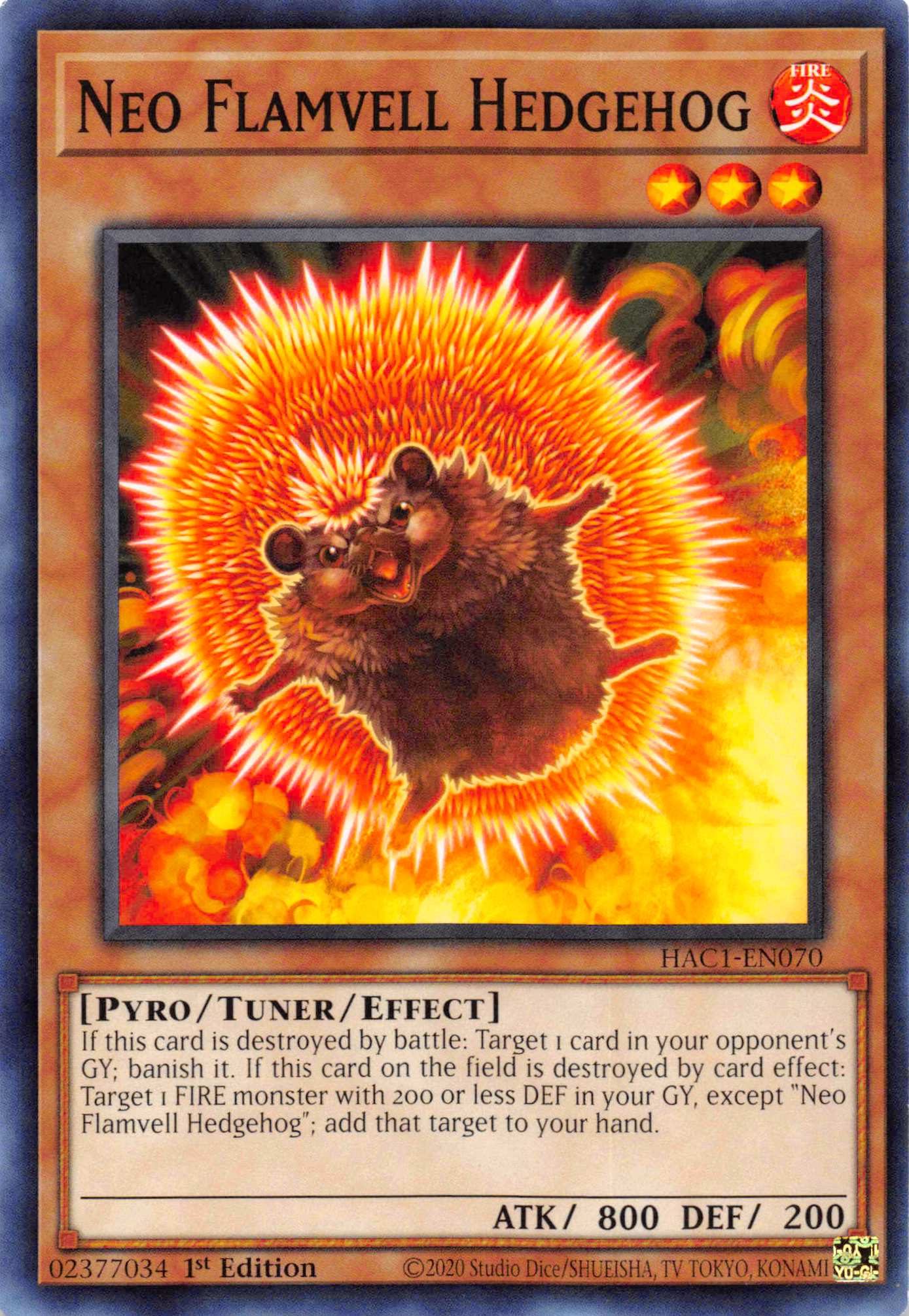 Neo Flamvell Hedgehog [HAC1-EN070] Common | Deep Dive Games St. Marys