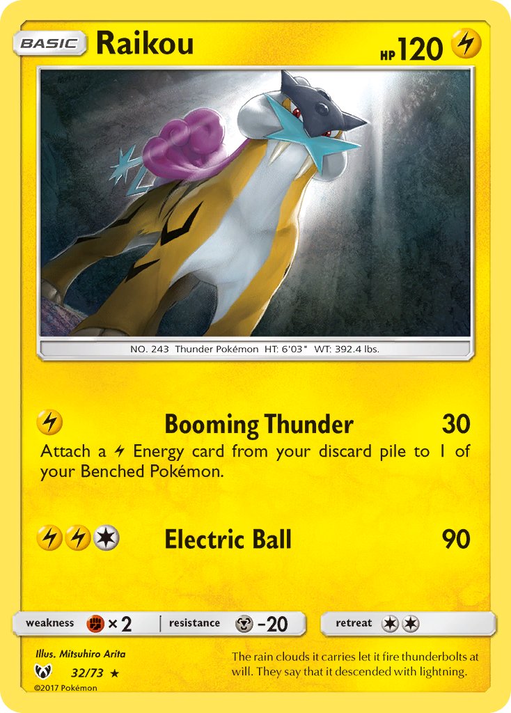 Raikou (32/73) (Lets Play, Pikachu Cracked Ice Holo) (Theme Deck Exclusive) [Sun & Moon: Shining Legends] | Deep Dive Games St. Marys
