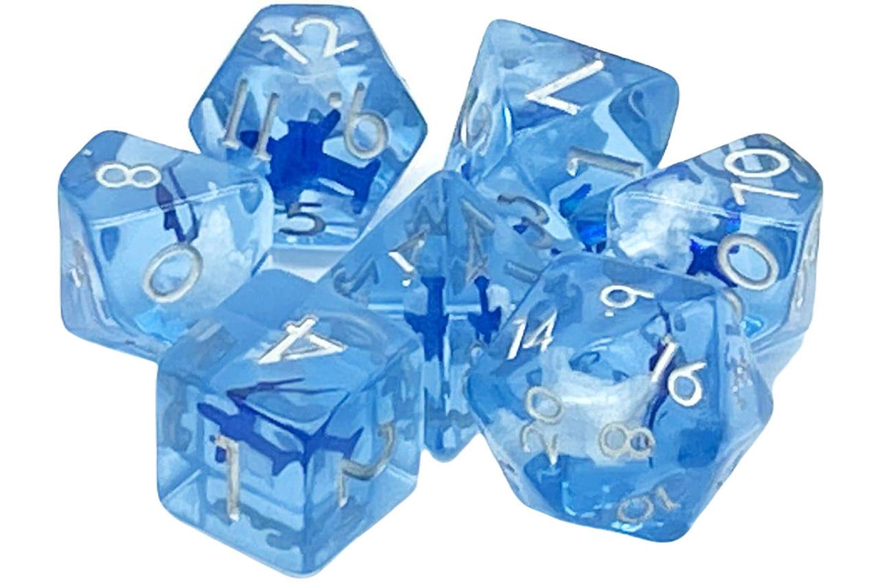 Old School 7 Piece DnD RPG Dice Set: Infused - Flying High! | Deep Dive Games St. Marys