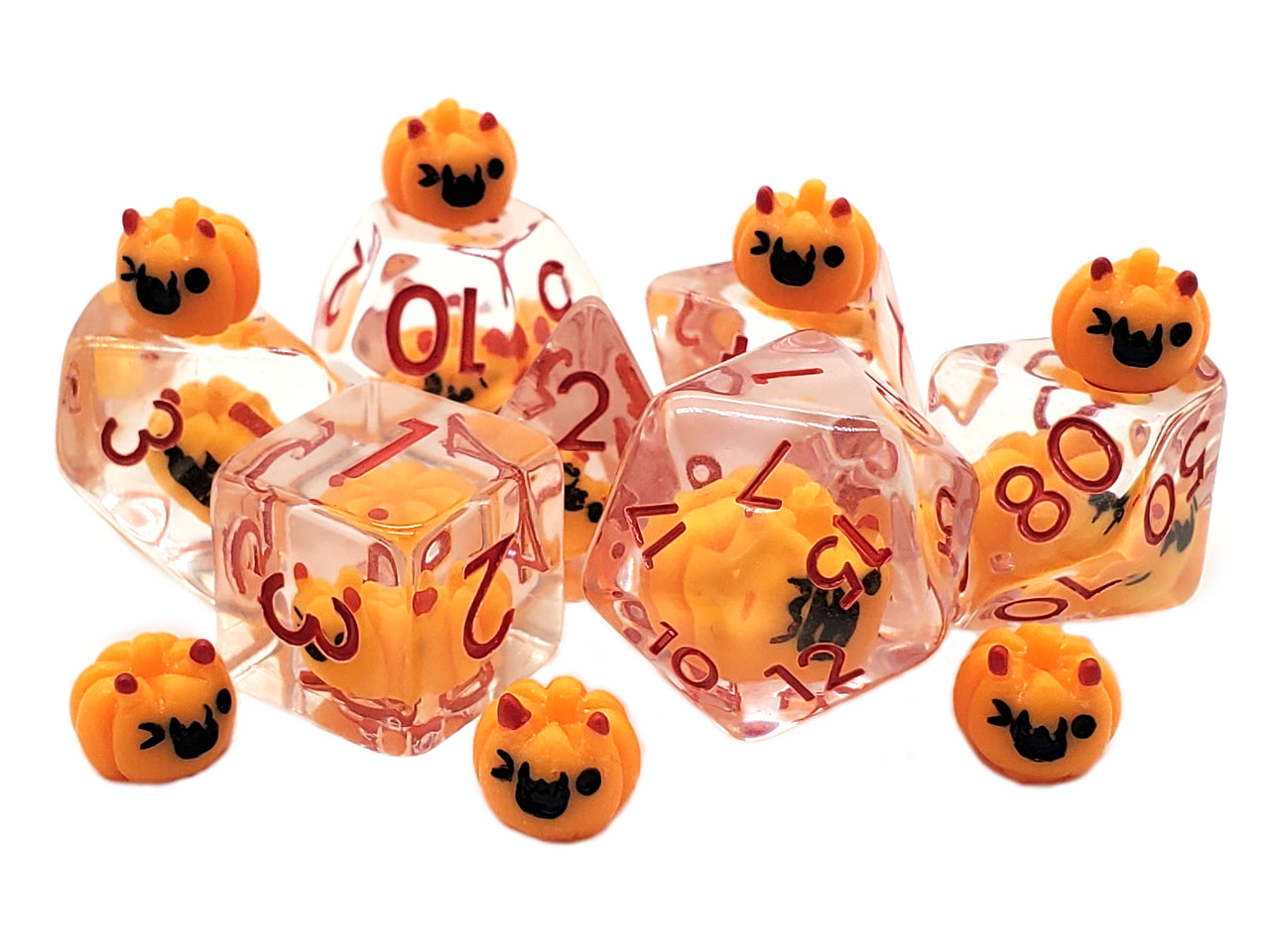 Old School 7 Piece DnD RPG Dice Set: Infused - Jack-O-Lantern | Deep Dive Games St. Marys