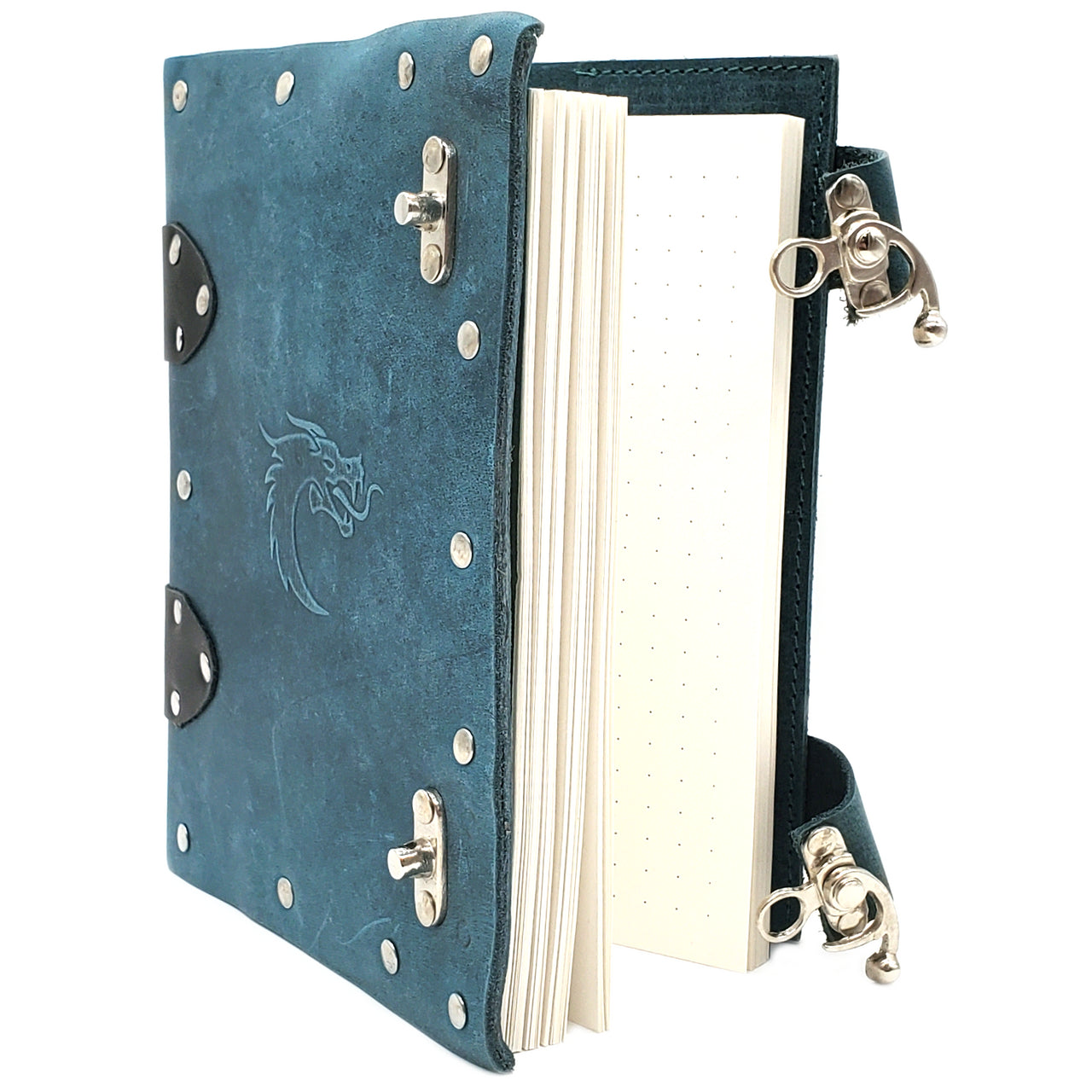 Old School Dice: Adventure Journal 8x6 - Light Blue Leather | Deep Dive Games St. Marys
