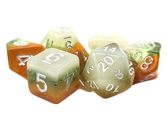 Old School 7 Piece DnD RPG Dice Set: Gradients - Kiwi Fruit | Deep Dive Games St. Marys