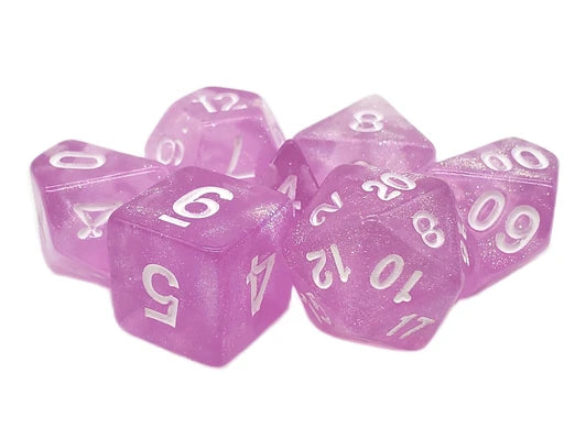 Old School 7 Piece DnD RPG Dice Set: Galaxy - Lavender Shimmer | Deep Dive Games St. Marys