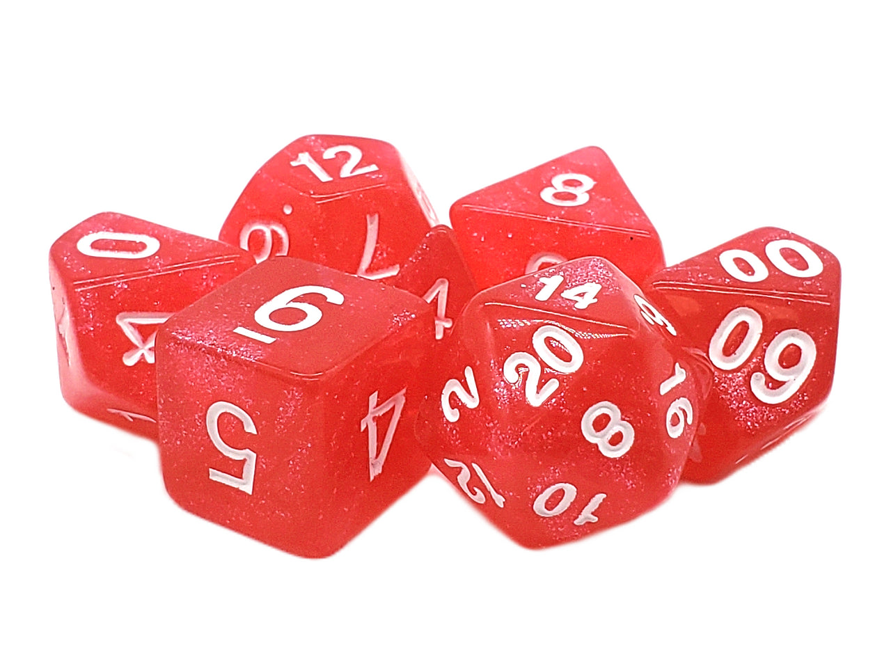 Old School 7 Piece DnD RPG Dice Set: Galaxy - Light Red Shimmer | Deep Dive Games St. Marys