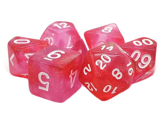 Old School 7 Piece DnD RPG Dice Set: Galaxy - Pink Shimmer | Deep Dive Games St. Marys