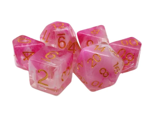 Old School 7 Piece DnD RPG Dice Set: Luminous - Love Letter | Deep Dive Games St. Marys
