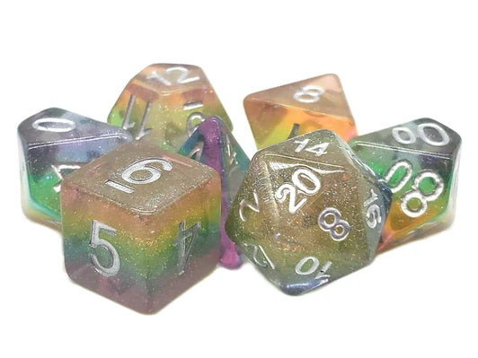 Old School 7 Piece DnD RPG Dice Set: Luminous - Fairy Dust | Deep Dive Games St. Marys