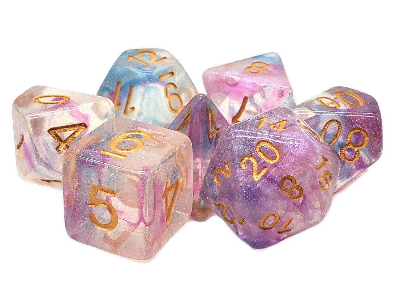 Old School 7 Piece DnD RPG Dice Set: Luminous - Violent Storm | Deep Dive Games St. Marys