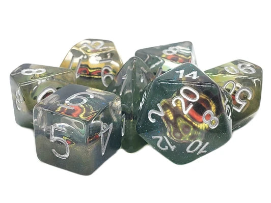 Old School 7 Piece DnD RPG Dice Set: Infused - Dragon Eye Mist | Deep Dive Games St. Marys