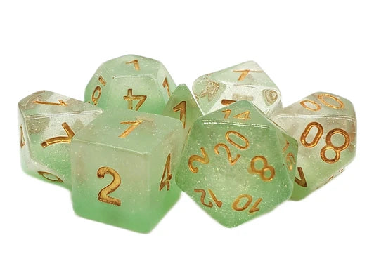 Old School 7 Piece DnD RPG Dice Set: Luminous - Morning Mist | Deep Dive Games St. Marys