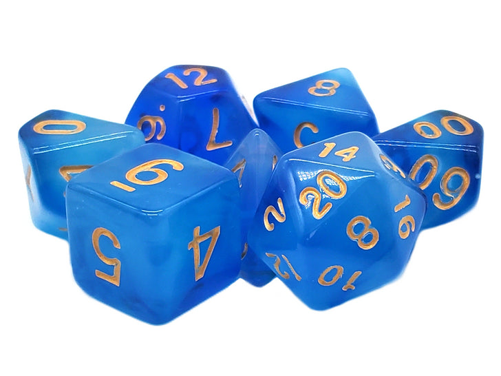 Old School 7 Piece DnD RPG Dice Set: Odyssey - Blue | Deep Dive Games St. Marys