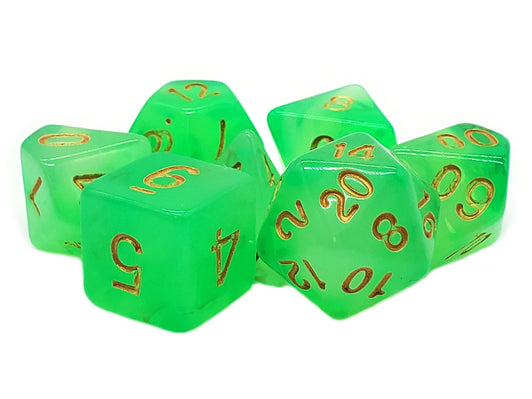 Old School 7 Piece DnD RPG Dice Set: Odyssey - Lightning Green | Deep Dive Games St. Marys
