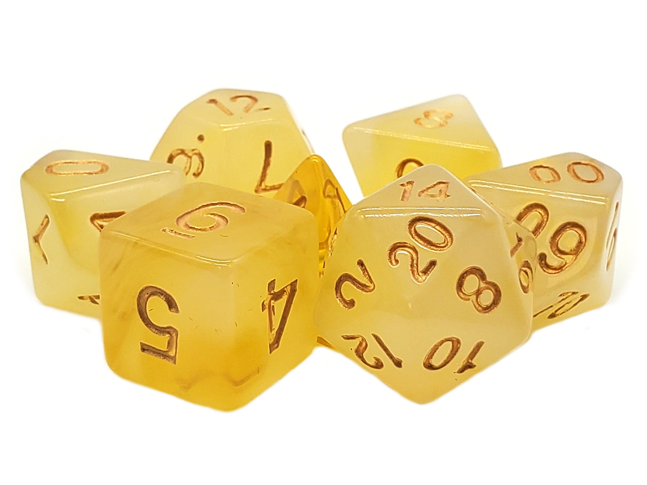 Old School 7 Piece DnD RPG Dice Set: Nebula - Yellow | Deep Dive Games St. Marys