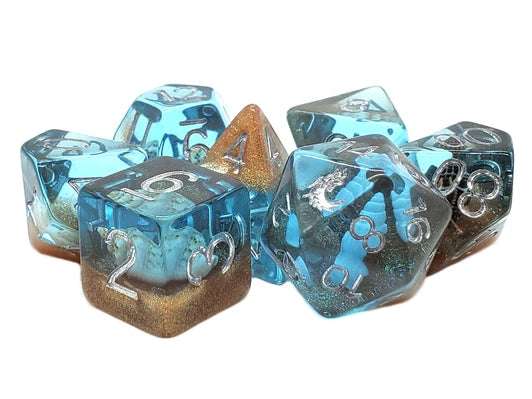 Old School 7 Piece DnD RPG Dice Set: Infused - Beach Party - Sunken Treasure | Deep Dive Games St. Marys