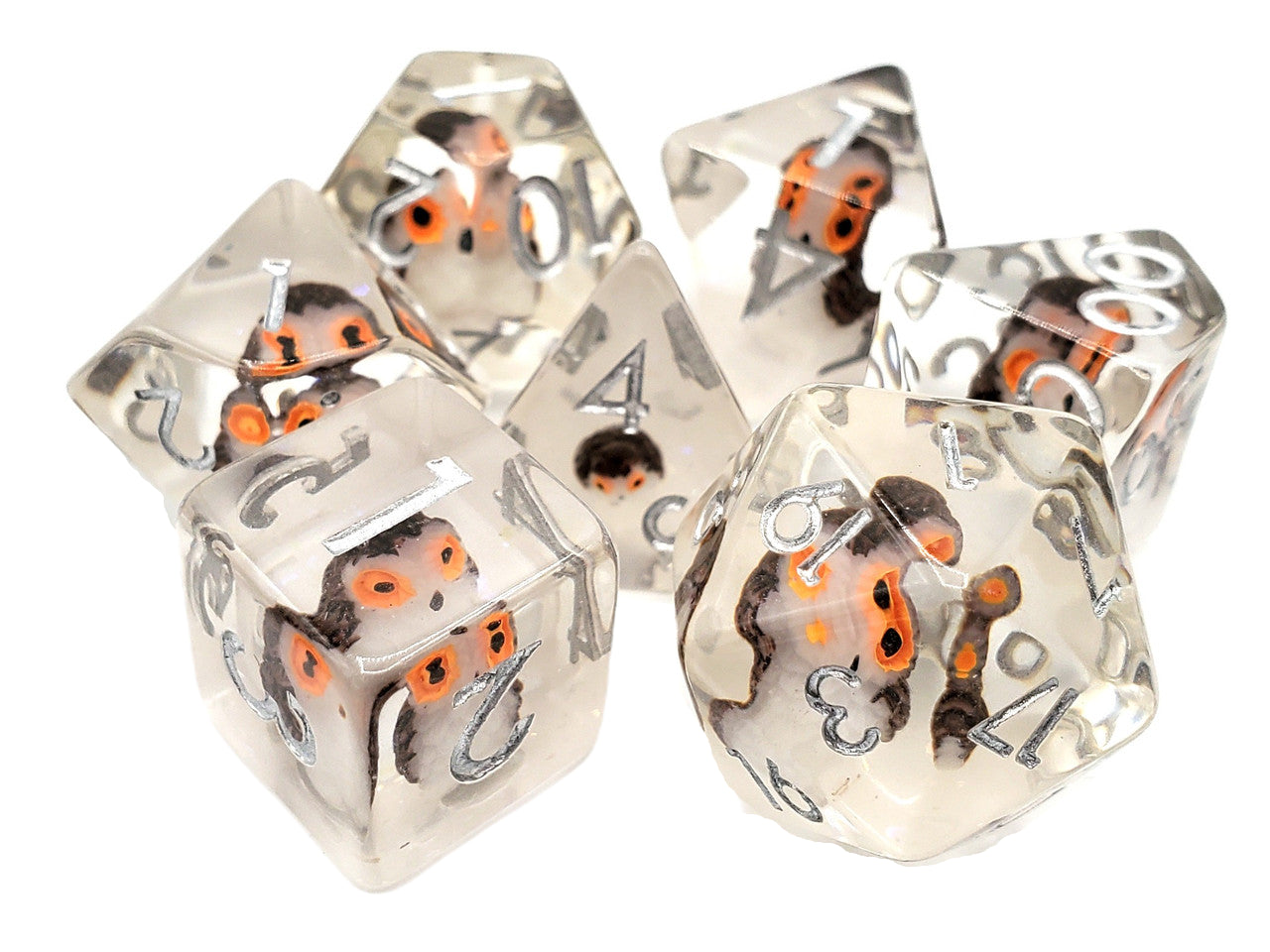 Old School 7 Piece DnD RPG Dice Set: Animal Kingdom - Brown Owl | Deep Dive Games St. Marys