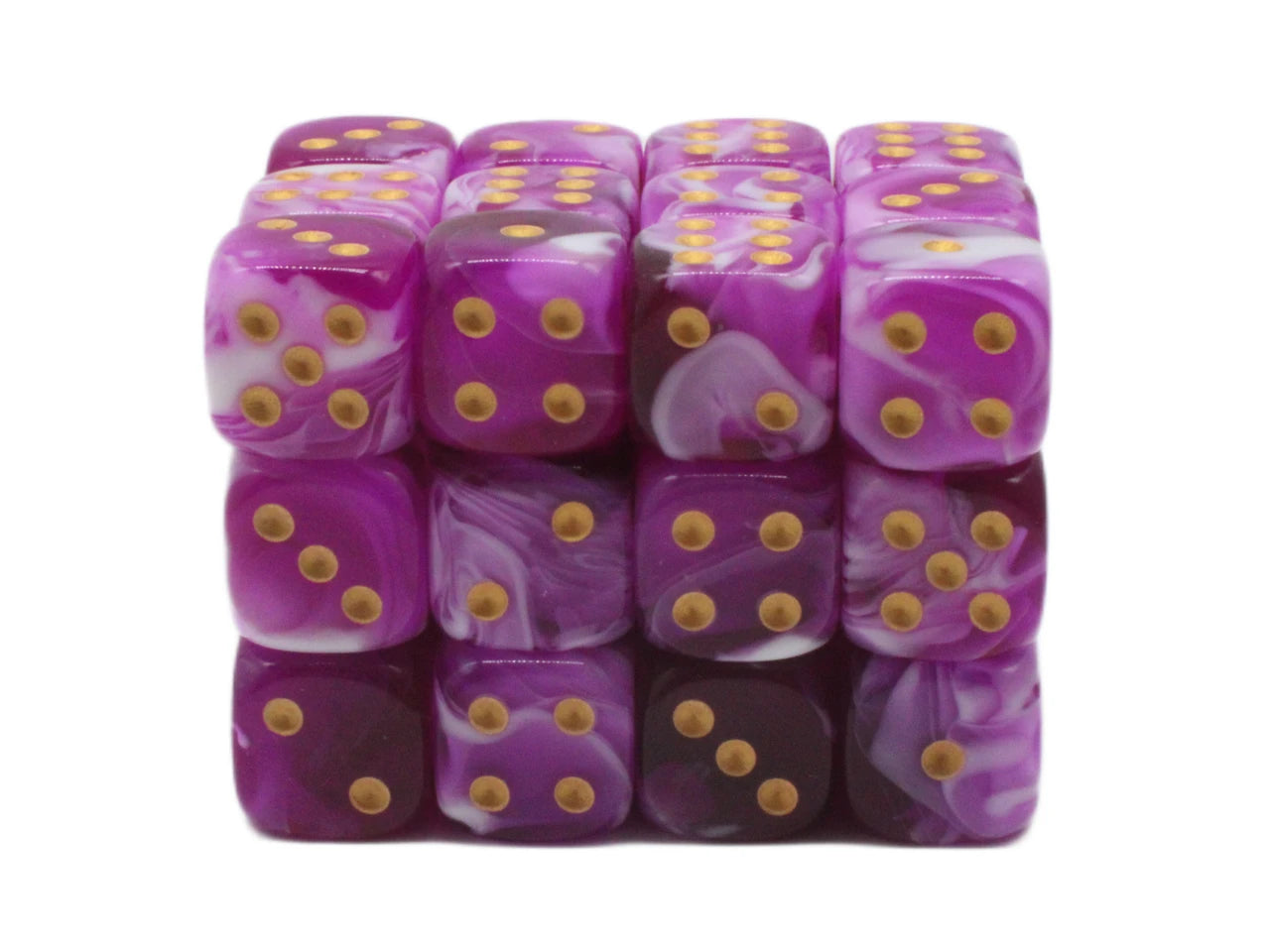 Old School 36ct 12mm D6 Dice Set: Vorpal - Purple & White w/ Gold | Deep Dive Games St. Marys