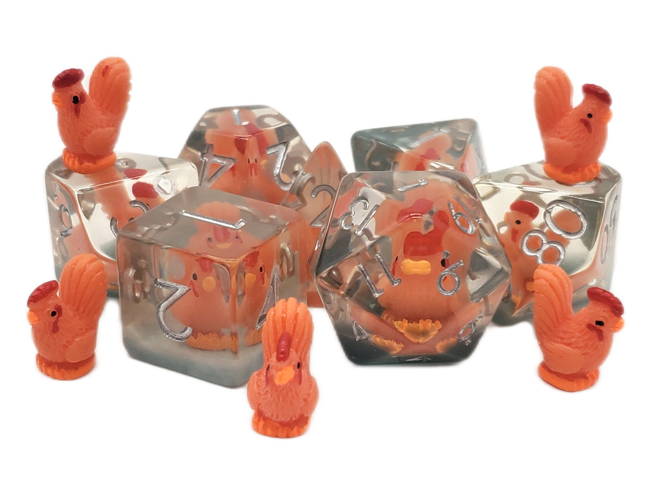 Old School 7 Piece DnD RPG Dice Set: Animal Kingdom - Cock-a-Doodle-Doo! | Deep Dive Games St. Marys