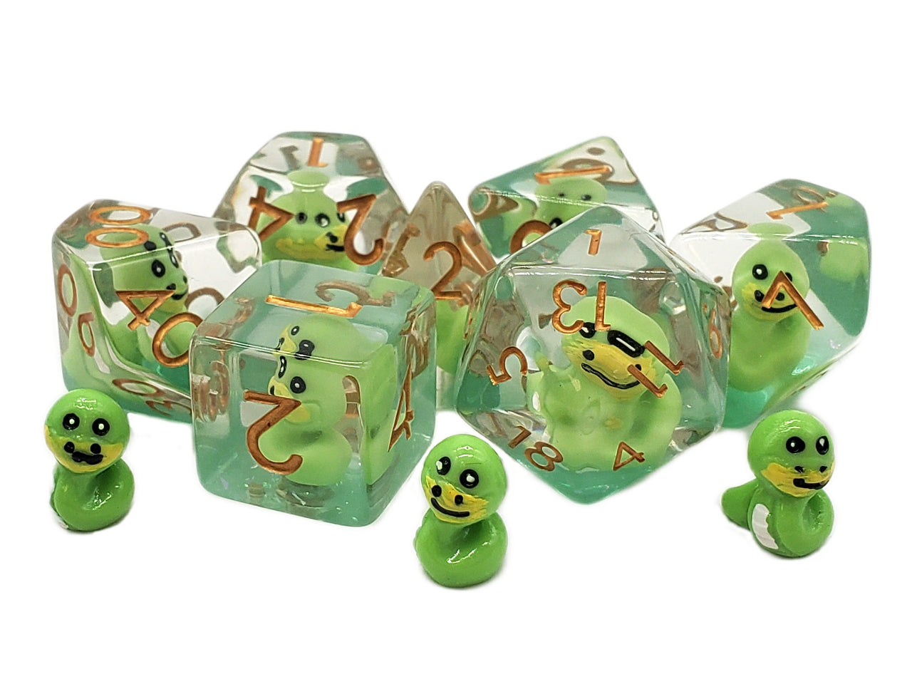 Old School 7 Piece DnD RPG Dice Set: Animal Kingdom - Baby Snake | Deep Dive Games St. Marys