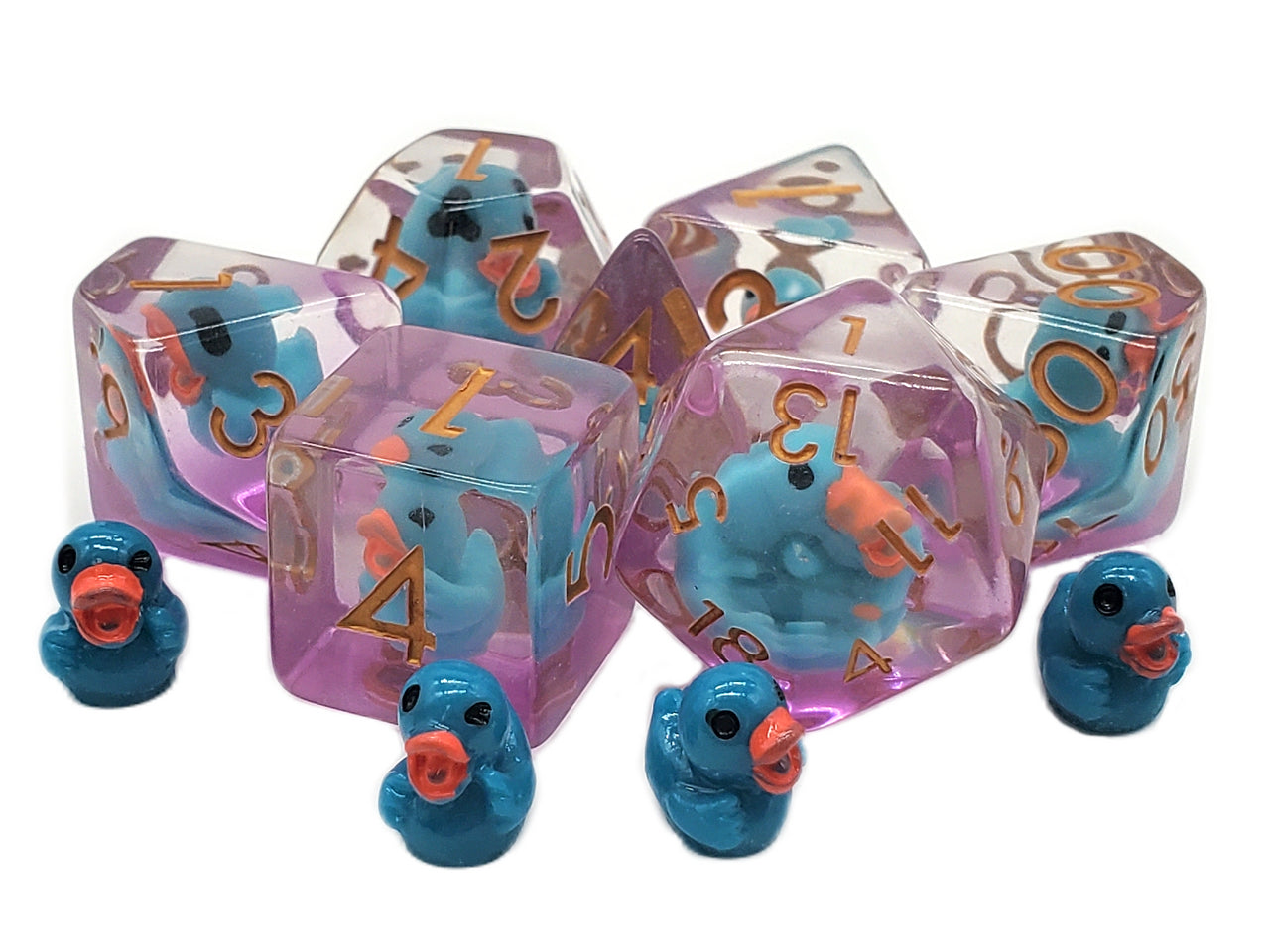 Old School 7 Piece DnD RPG Dice Set: Animal Kingdom - Duck - Teal | Deep Dive Games St. Marys