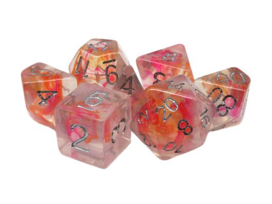Old School 7 Piece DnD RPG Dice Set: Luminous - Tip Toe Thru The Tulips | Deep Dive Games St. Marys