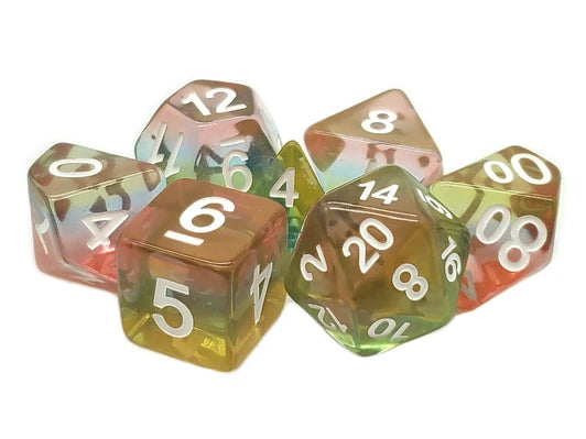 Old School 7 Piece DnD RPG Dice Set: Gradients - Aurora Sunset | Deep Dive Games St. Marys